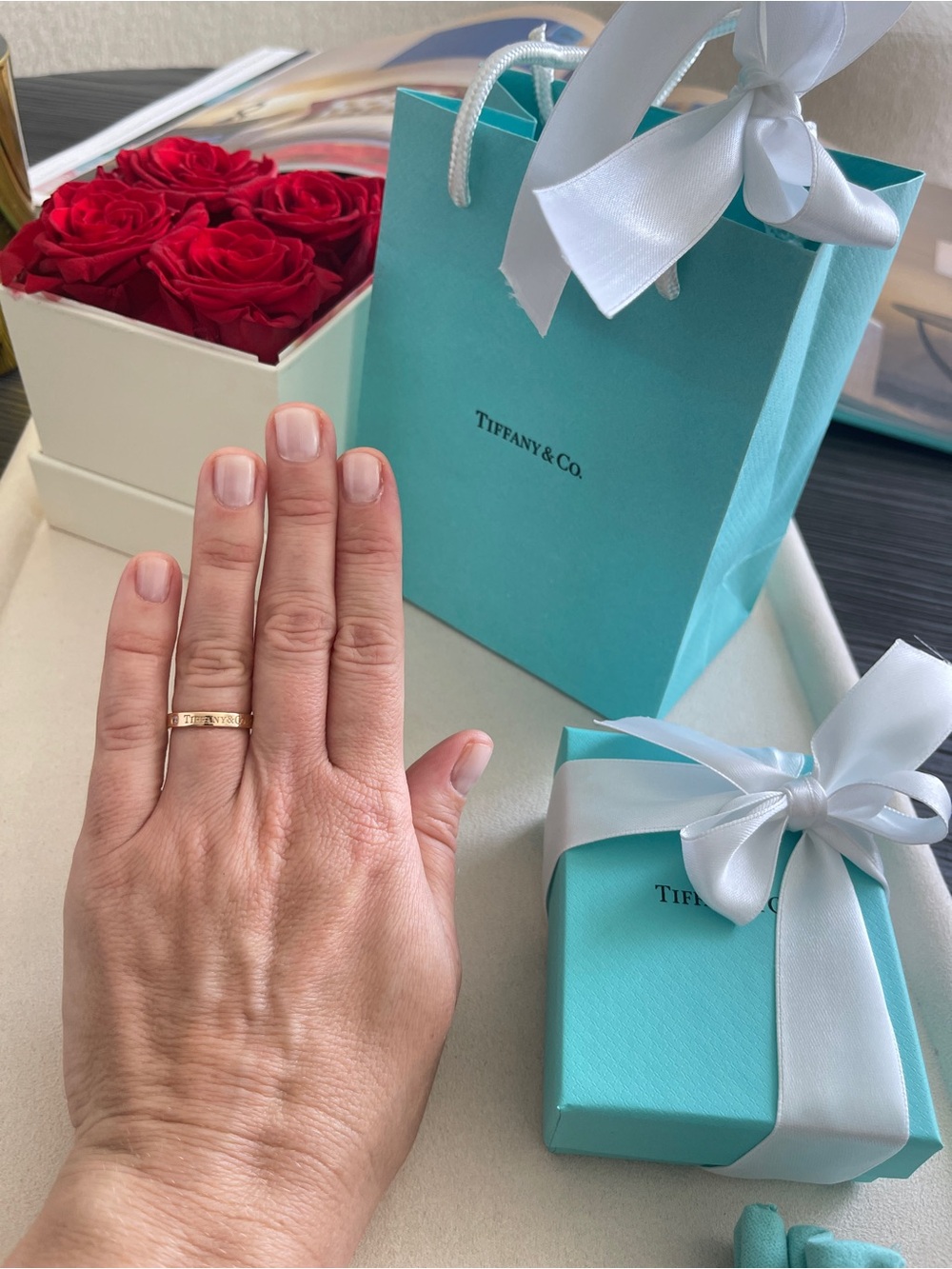 Tiffany & Co. Band Ring with Diamonds Rose Gold 18K size 5 NEW $1850